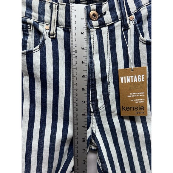Kensie Vintage Luxe The Allie High Rise Slim Jeans Raw Hem Pinstripe Women’s 8 - Picture 7 of 10